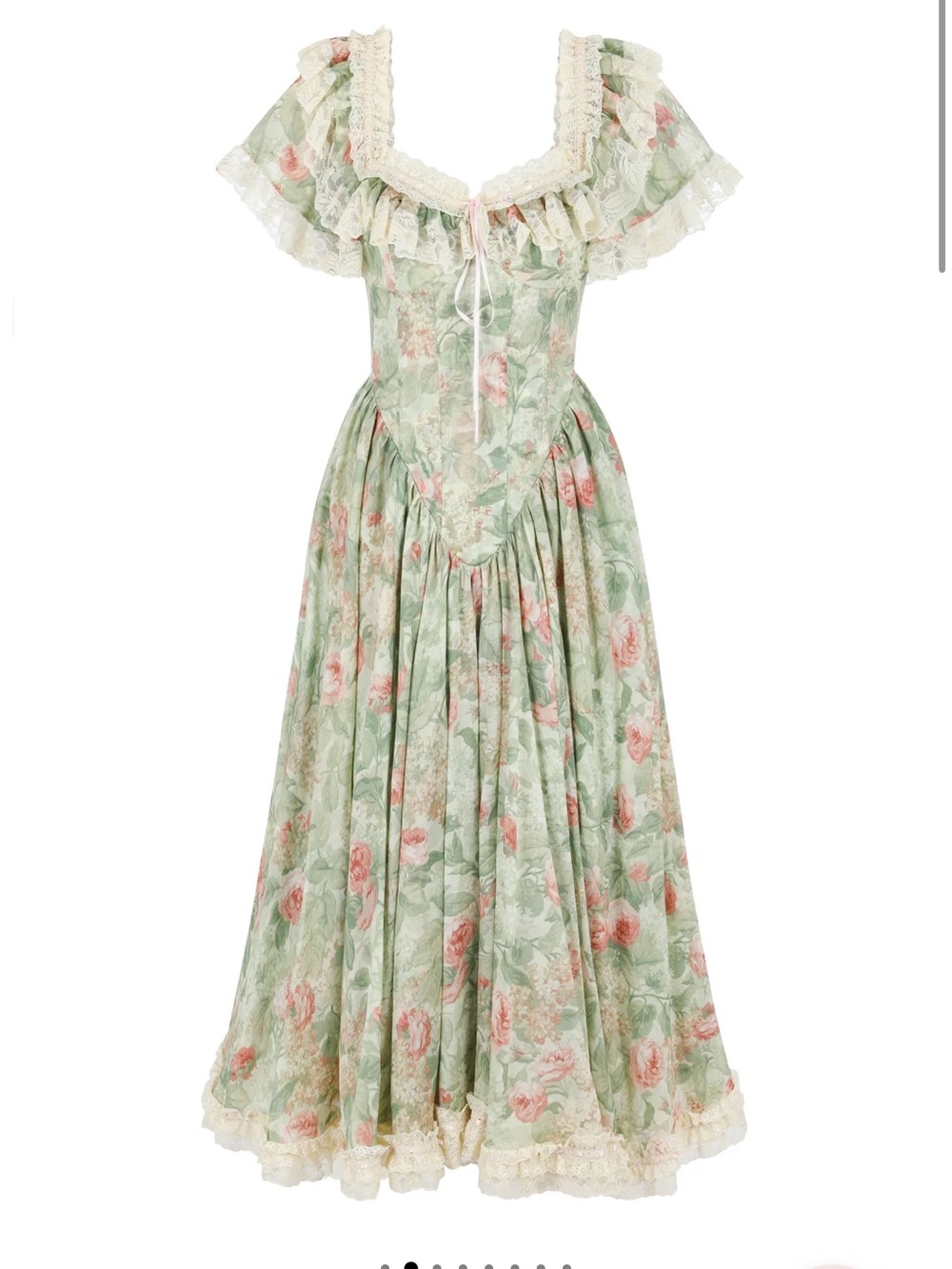 Selkie Sage Floral Maxi Dress with Blush Roses